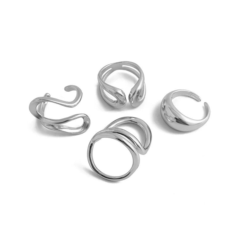 Trending Silver Plated Set of 4 Stackable Finger Rings - MySmartBazaar