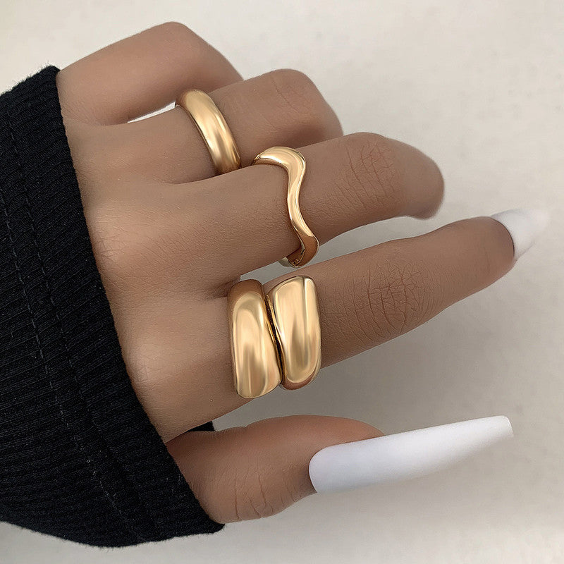 Trending Gold Plated Set of 3 Stackable Finger Rings