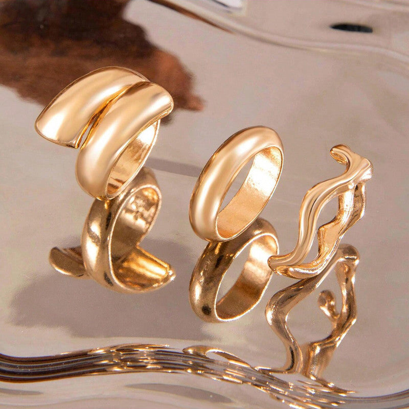 Trending Gold Plated Set of 3 Stackable Finger Rings