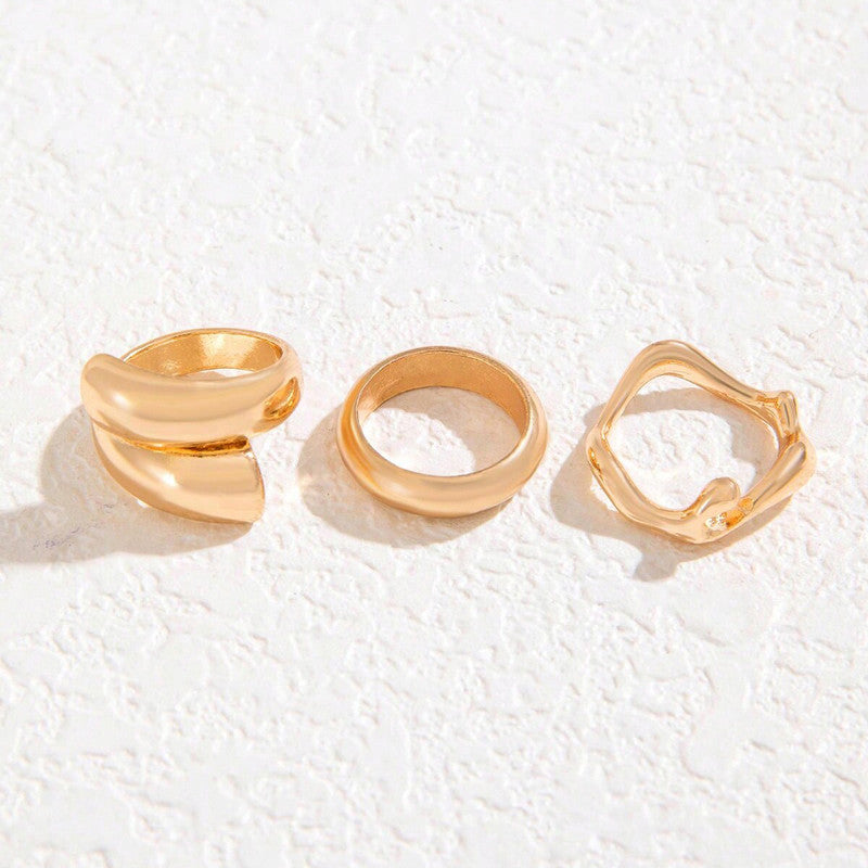 Trending Gold Plated Set of 3 Stackable Finger Rings