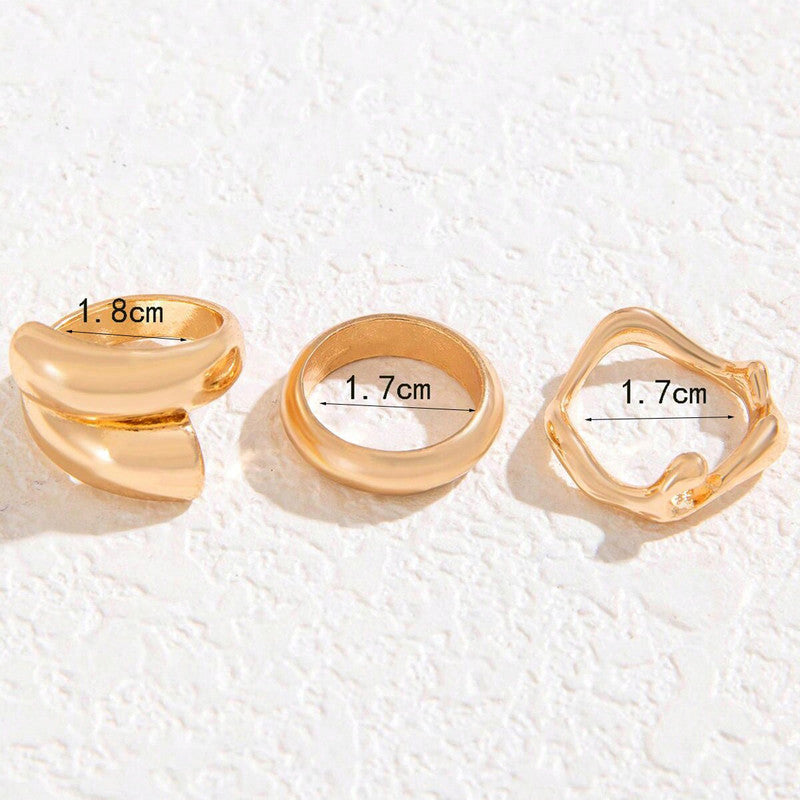 Trending Gold Plated Set of 3 Stackable Finger Rings