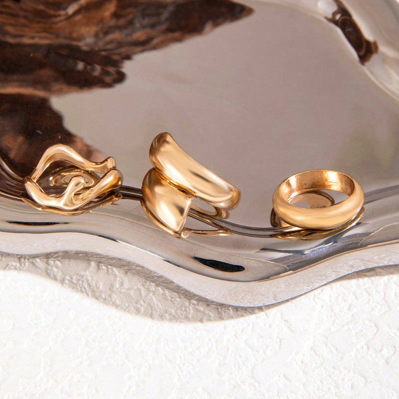 Trending Gold Plated Set of 3 Stackable Finger Rings