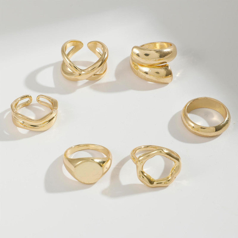 Trending Gold Plated Set of 6 Stackable Finger Rings