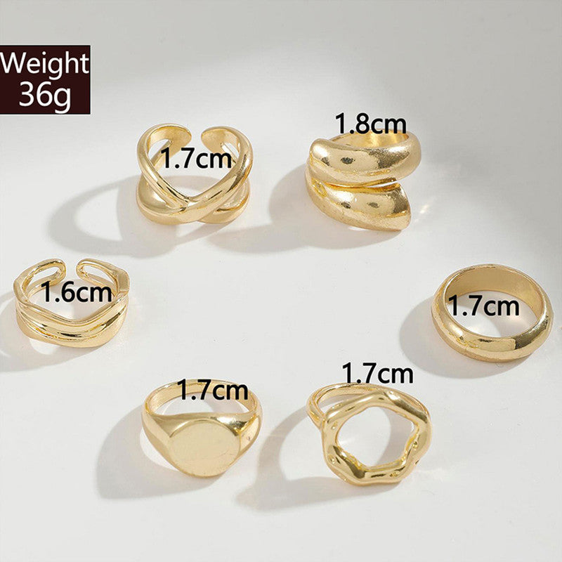 Trending Gold Plated Set of 6 Stackable Finger Rings