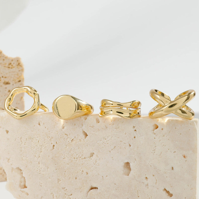 Trending Gold Plated Set of 6 Stackable Finger Rings