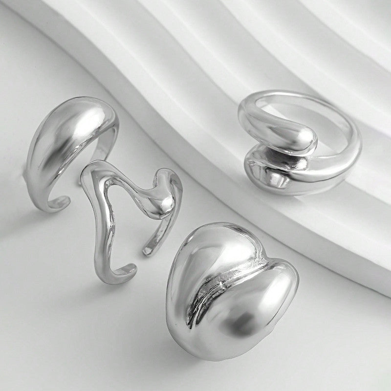 Trending Silver Plated Set of 4 Stackable Finger Rings