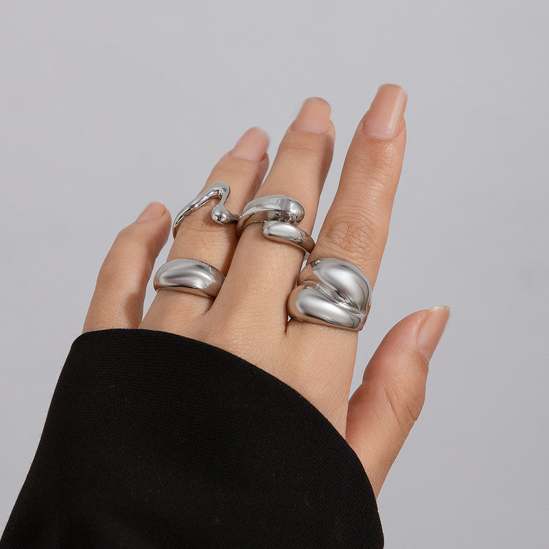 Trending Silver Plated Set of 4 Stackable Finger Rings