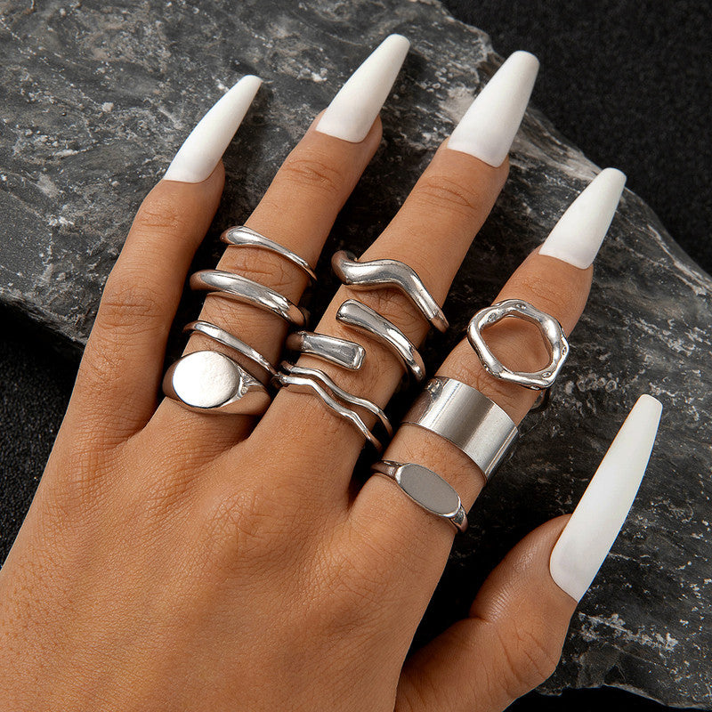 Trending Silver Plated Set of 10 Stackable Finger Rings