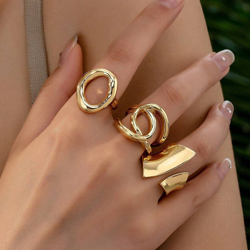 Trending Gold Plated Set of 3 Stackable Finger Rings