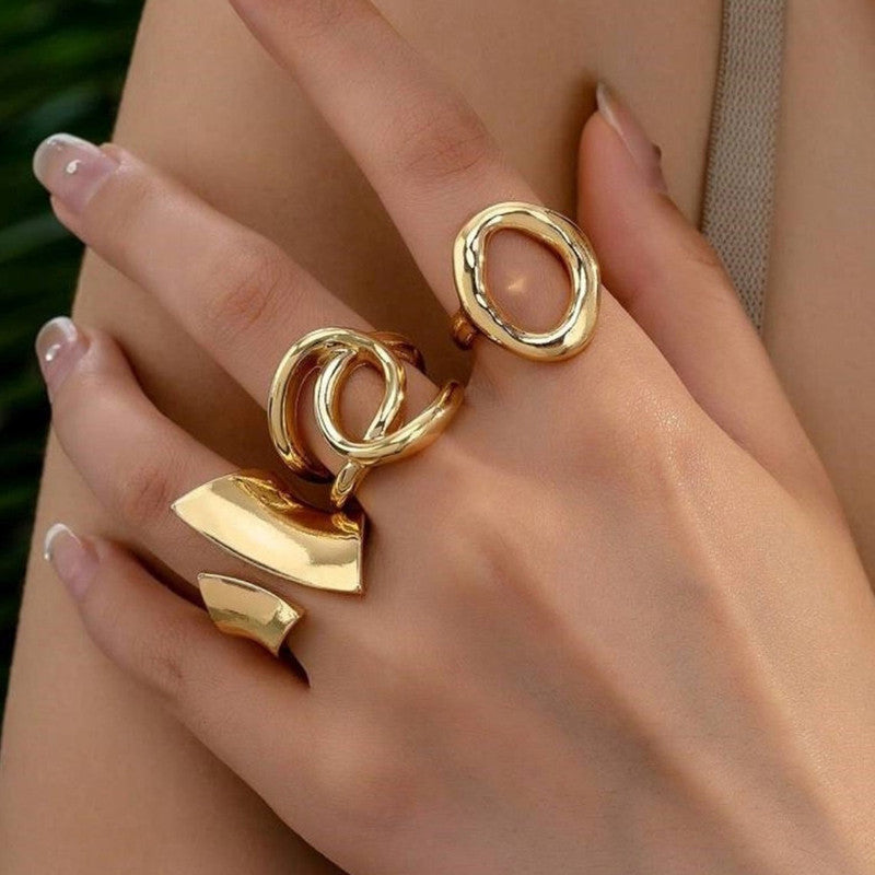 Trending Gold Plated Set of 3 Stackable Finger Rings