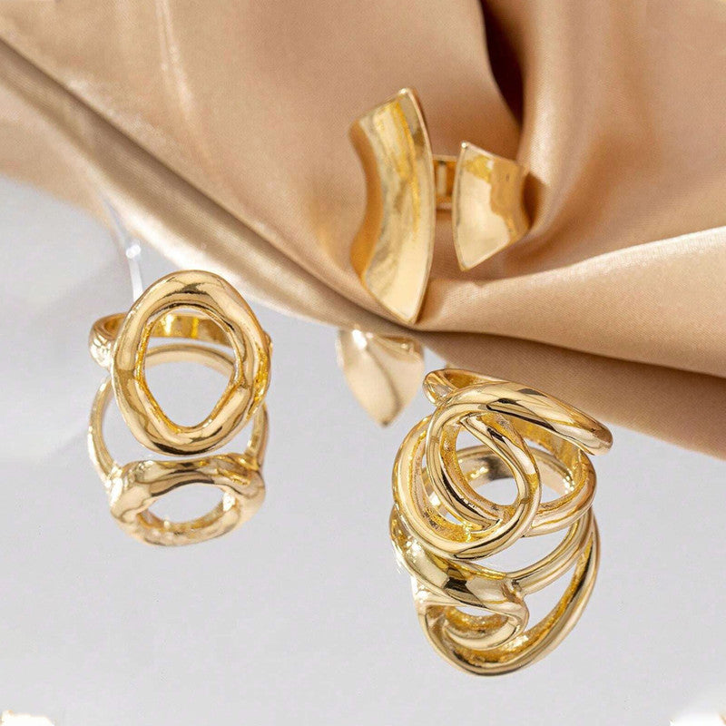 Trending Gold Plated Set of 3 Stackable Finger Rings