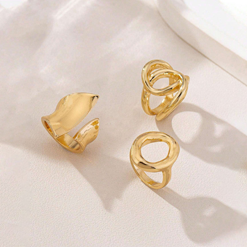 Trending Gold Plated Set of 3 Stackable Finger Rings