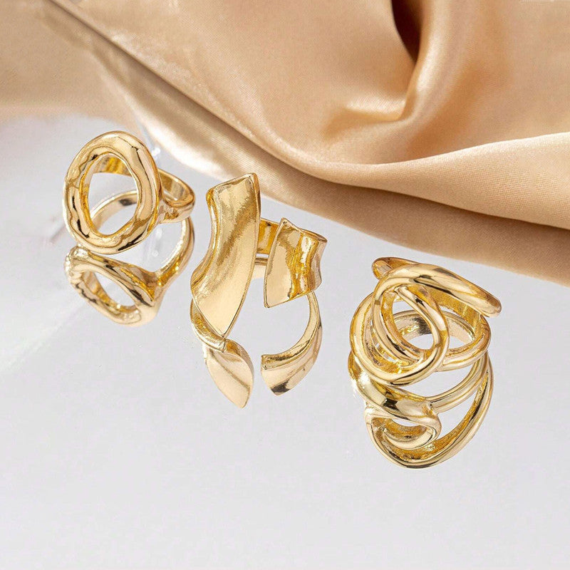 Trending Gold Plated Set of 3 Stackable Finger Rings