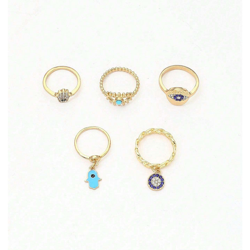 Evil Eye Gold Plated Stackable Rings Set of 5