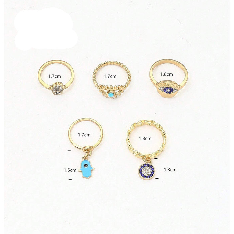 Evil Eye Gold Plated Stackable Rings Set of 5