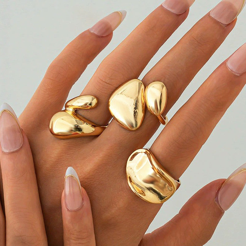 Gold Plated Stackable Rings Pack of 3 For Women