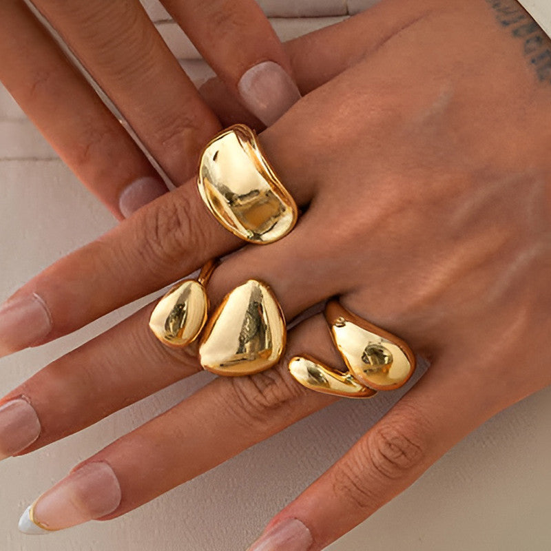 Gold Plated Stackable Rings Pack of 3 For Women