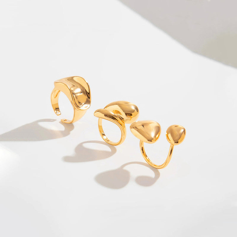 Gold Plated Stackable Rings Pack of 3 For Women