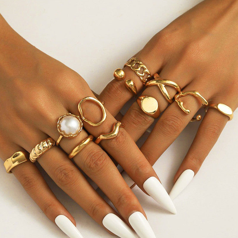 Gold Plated Stackable Rings Pack of 12 For Women