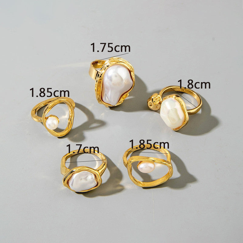 Gold Plated Stackable Rings Pack of 5 For Women