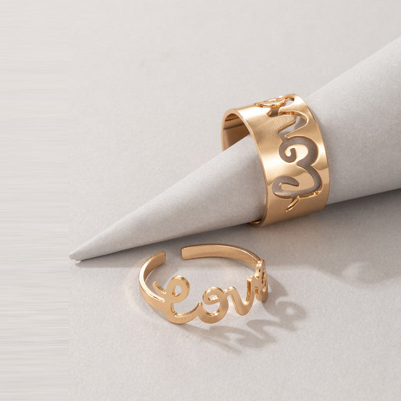 Gold Plated Stackable Love Rings Combo of 2 For Women