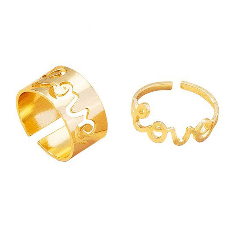 Gold Plated Stackable Love Rings Combo of 2 For Women