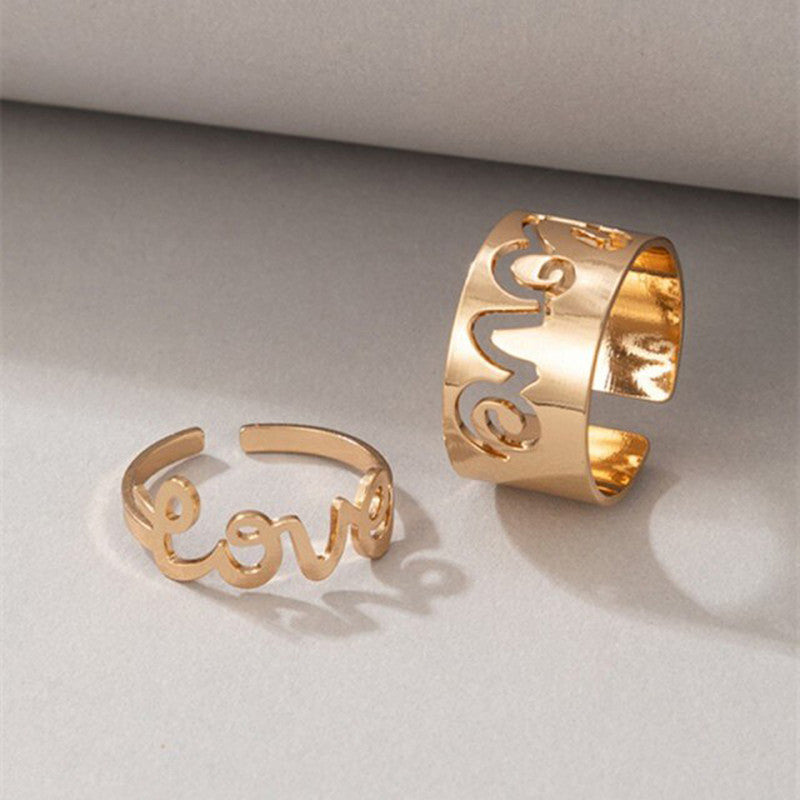 Gold Plated Stackable Love Rings Combo of 2 For Women