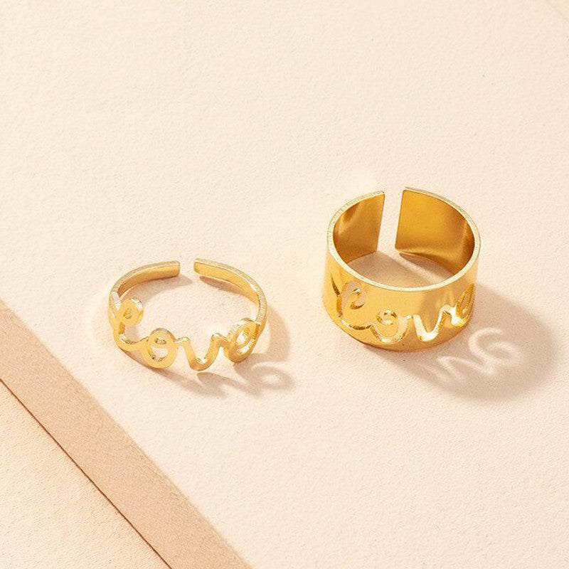 Gold Plated Stackable Love Rings Combo of 2 For Women