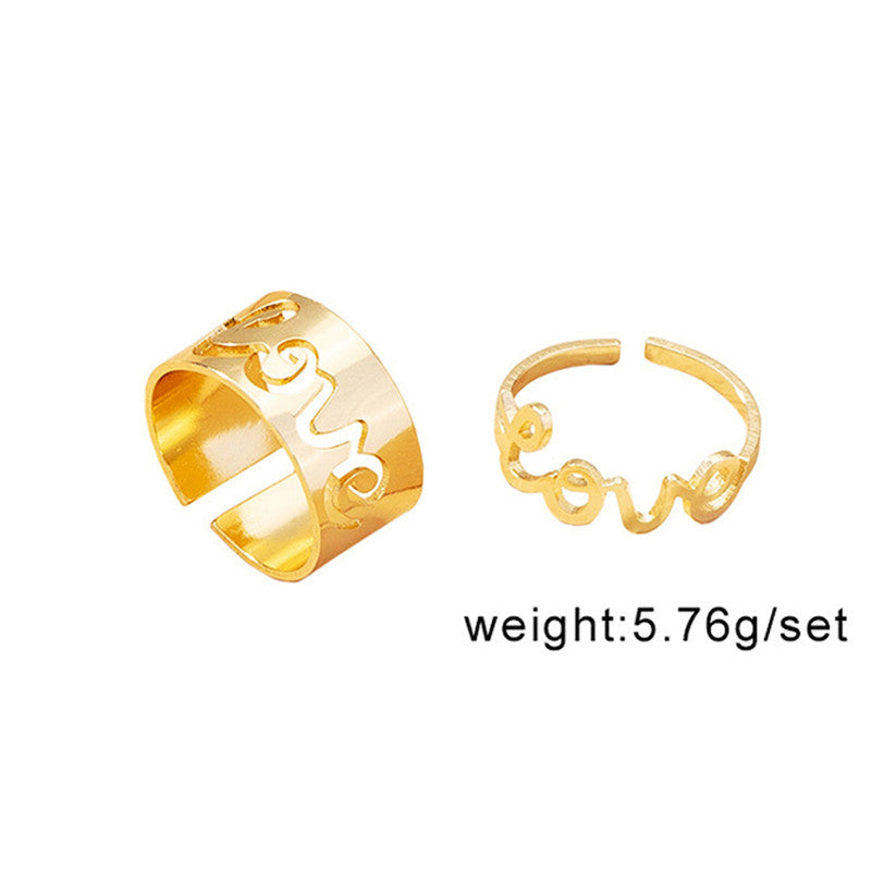 Gold Plated Stackable Love Rings Combo of 2 For Women