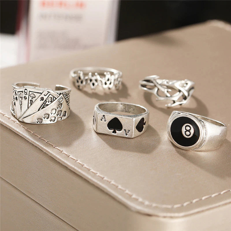 Silver Plated Stackable Rings Combo of 5 For Women