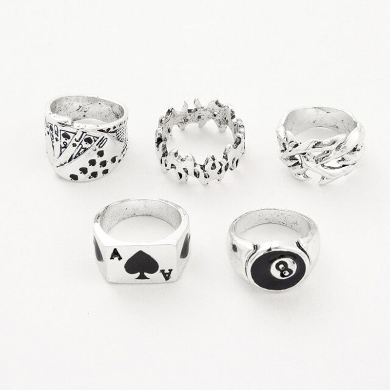 Silver Plated Stackable Rings Combo of 5 For Women