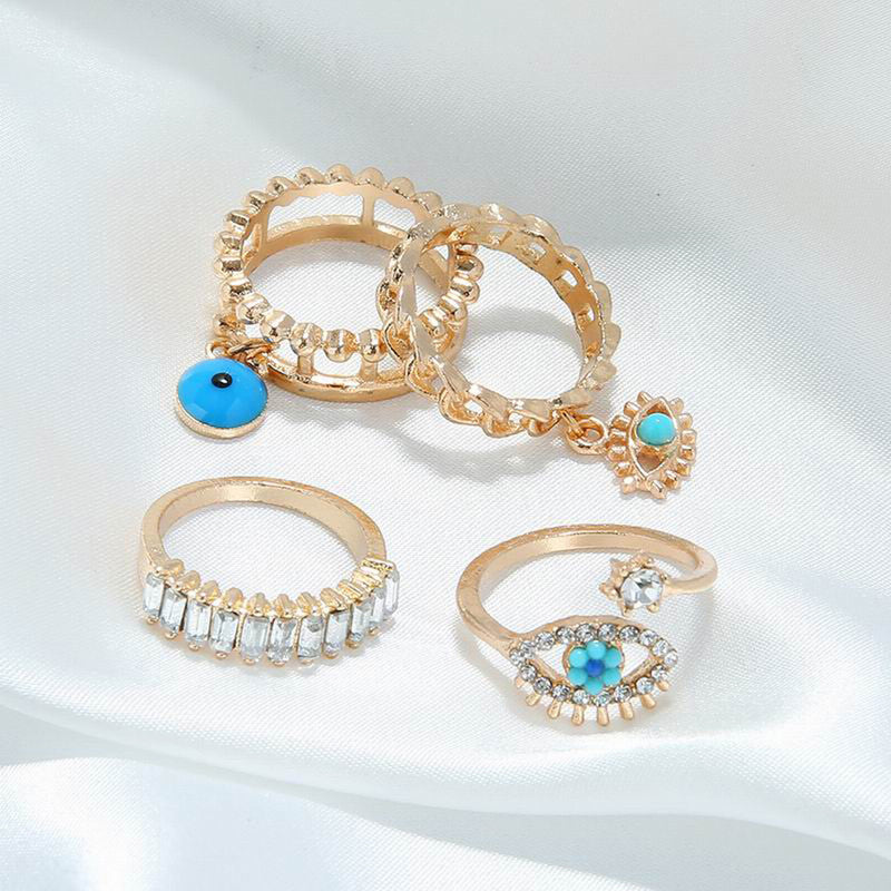 Gold Plated Evil Eye Stackable Rings Combo of 4 For Women