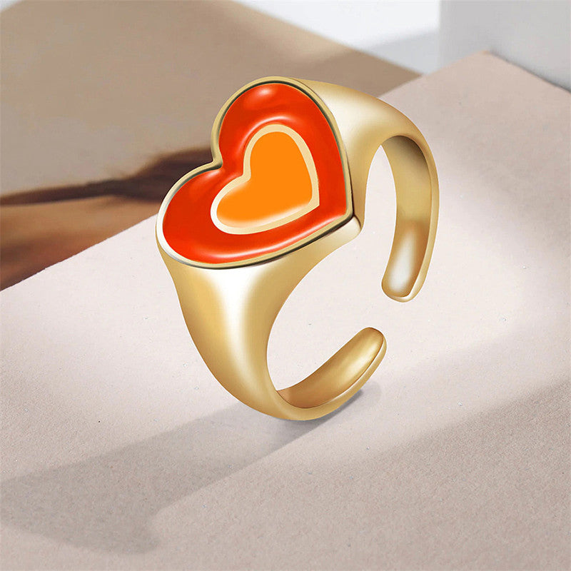 Gold Plated Multicolour Heart Shaped Rings Combo Set of 5 For Women - MySmartBazaar