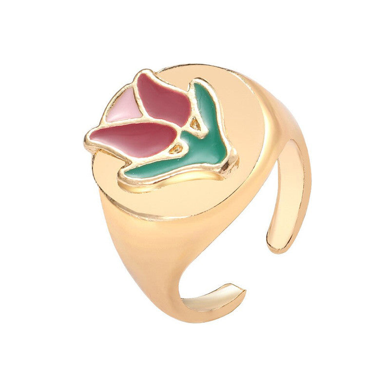 Gold Plated Multicolour Rings Set of 4 For Women