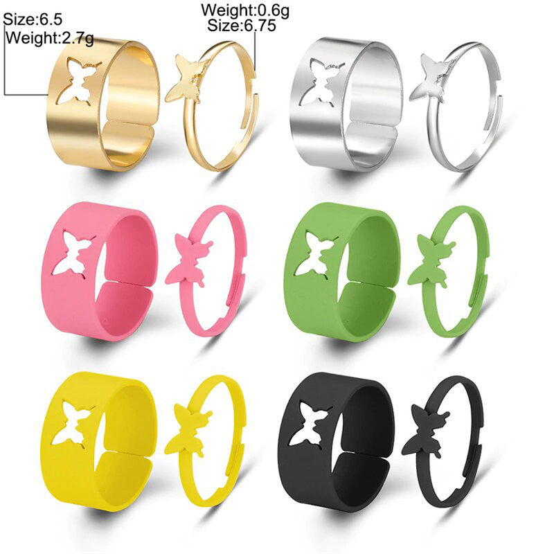 Gold Plated Multicolour Butterfly inspired Rings Set of 12 For Women