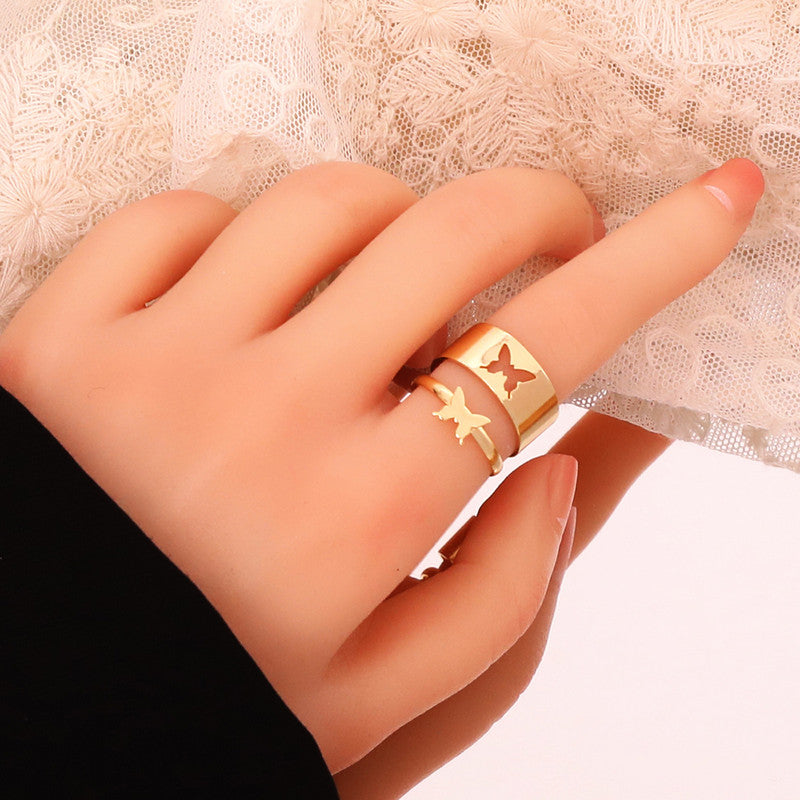 Gold Plated Multicolour Butterfly inspired Rings Set of 12 For Women - MySmartBazaar