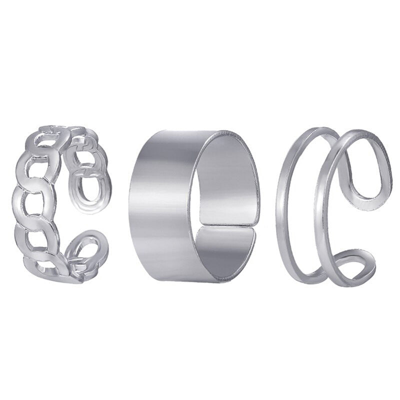 Silver Plated Contemporary Stackable Rings Set of 3 For Women