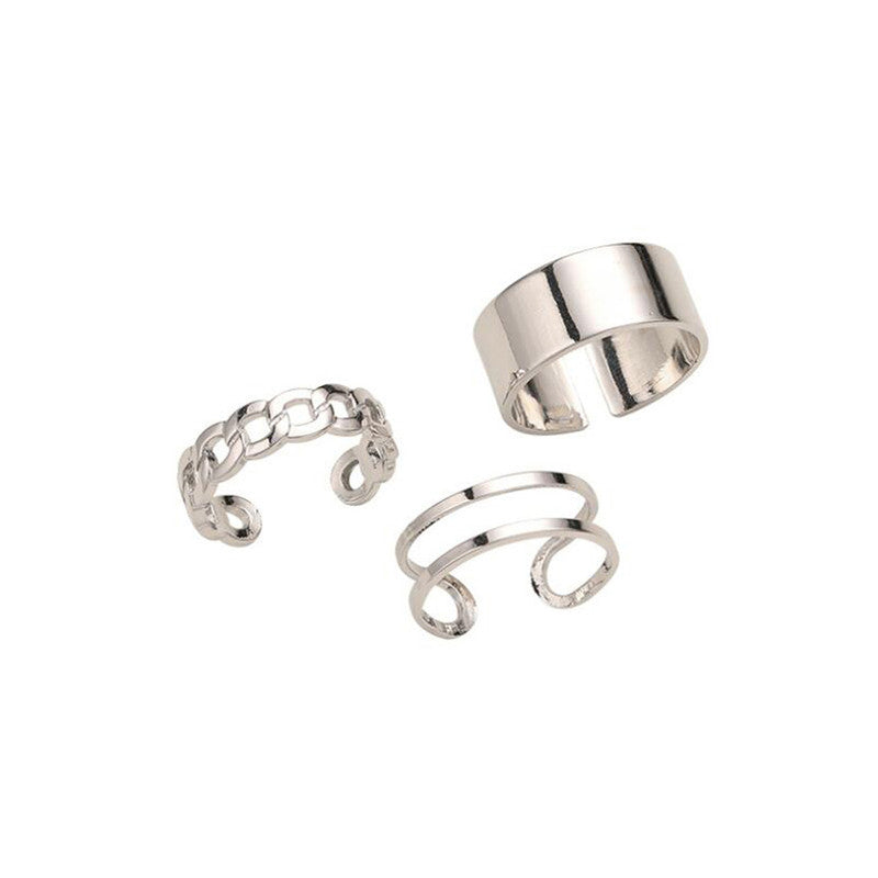 Silver Plated Contemporary Stackable Rings Set of 3 For Women