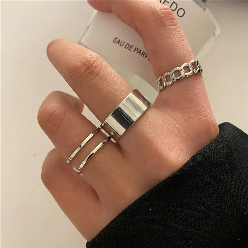 Silver Plated Contemporary Stackable Rings Set of 3 For Women