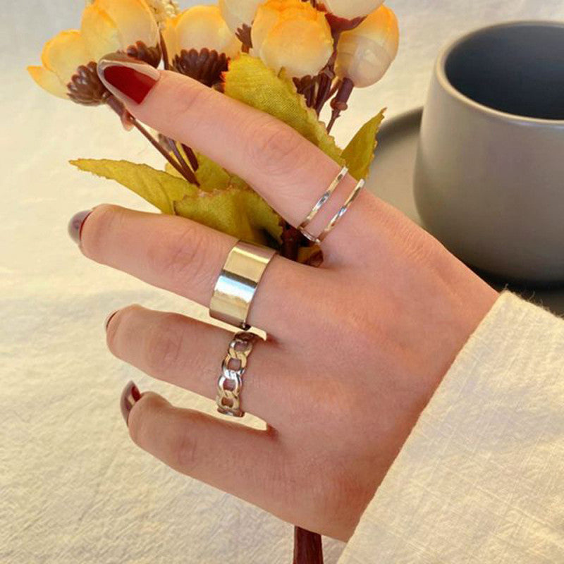 Gold Plated Contemporary Stackable Rings Set of 3 For Women - MySmartBazaar