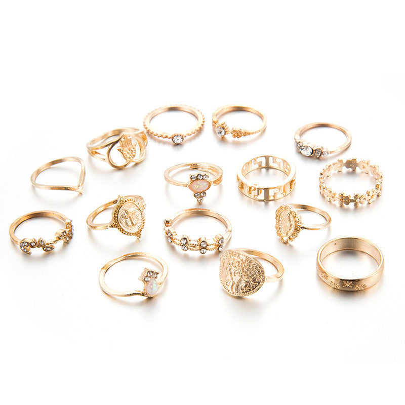 Women Contemporary Stackable Rings Set of 15