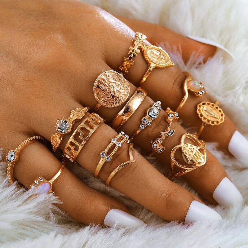 Women Contemporary Stackable Rings Set of 15