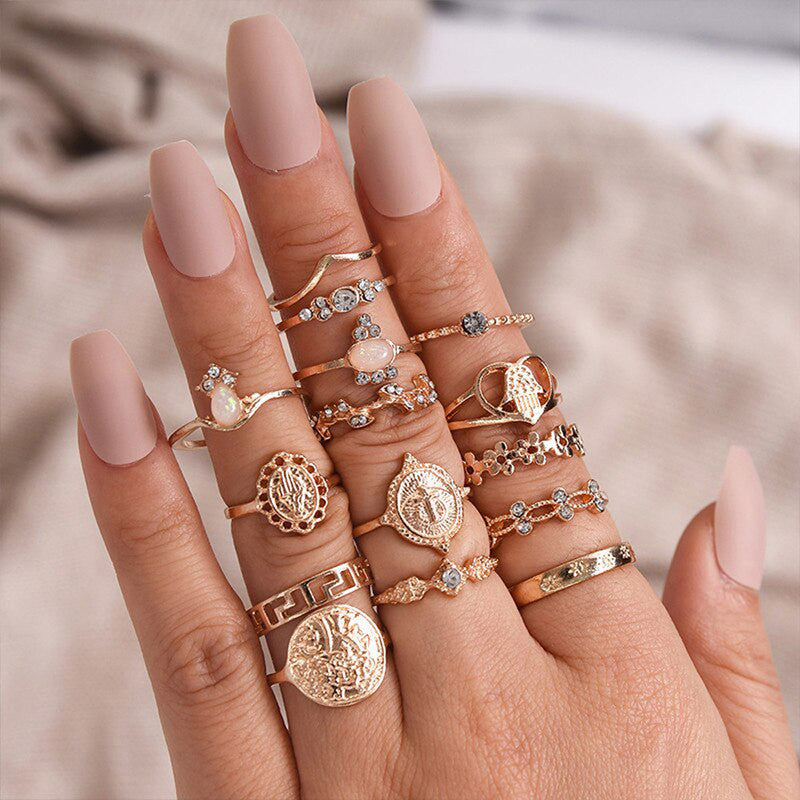 Women Contemporary Stackable Rings Set of 15