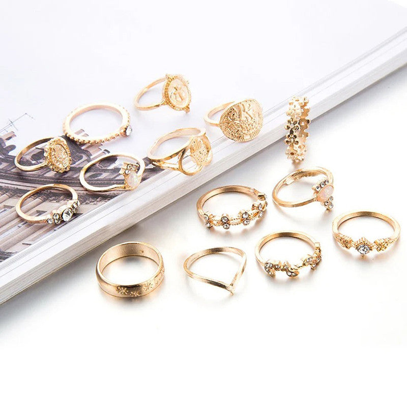 Women Contemporary Stackable Rings Set of 15