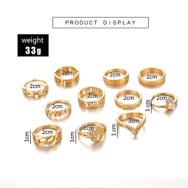 Gold Plated Contemporary Stackable Rings Set of 11