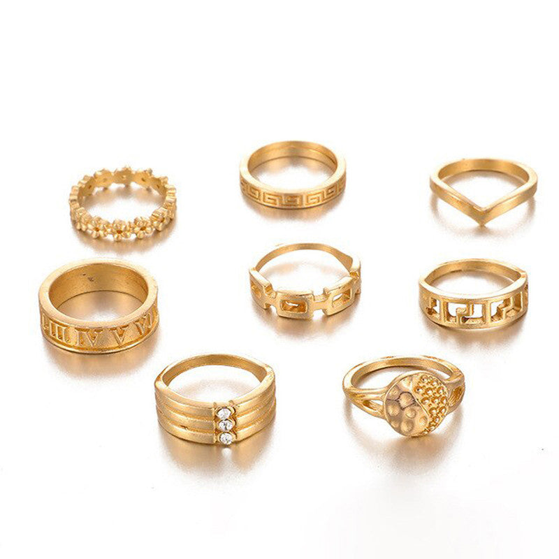 Contemporary Stackable Rings Set of 8 For Women