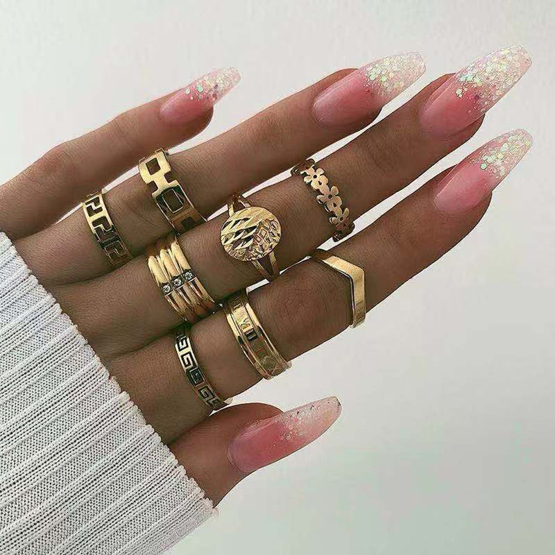 Contemporary Stackable Rings Set of 8 For Women