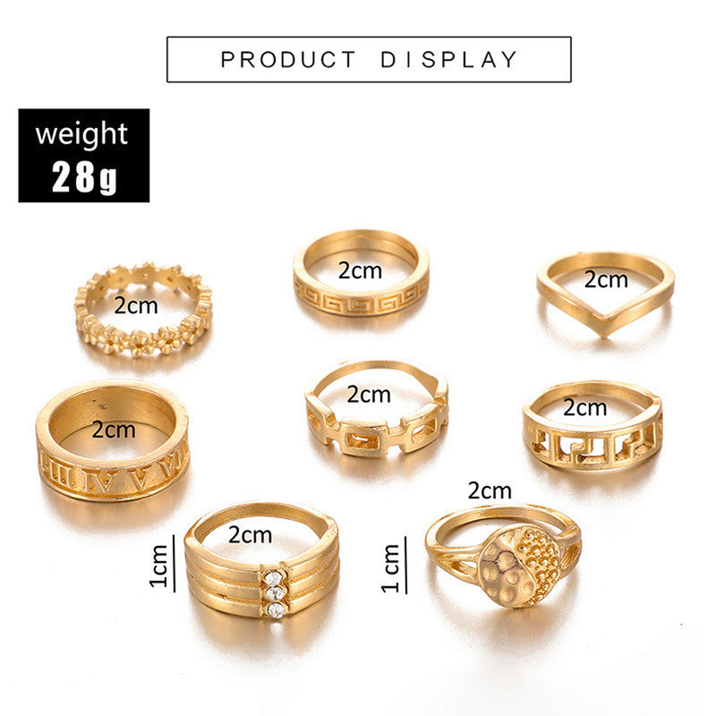 Contemporary Stackable Rings Set of 8 For Women