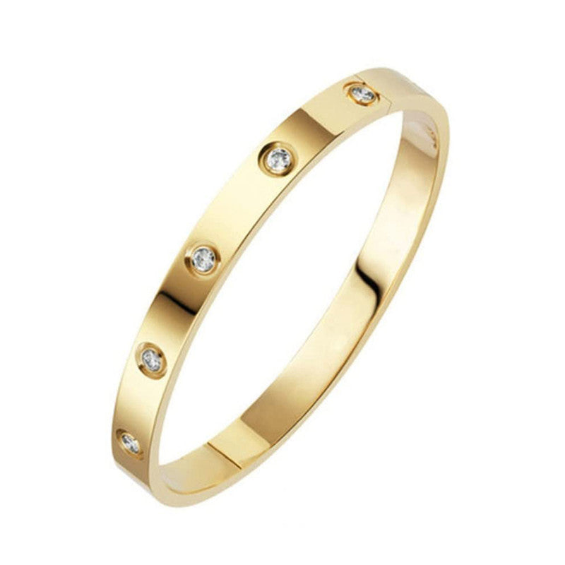 Stainless Steel Contemporary Gold Plated Love AD Anti-Tarnish Bracelet For Women