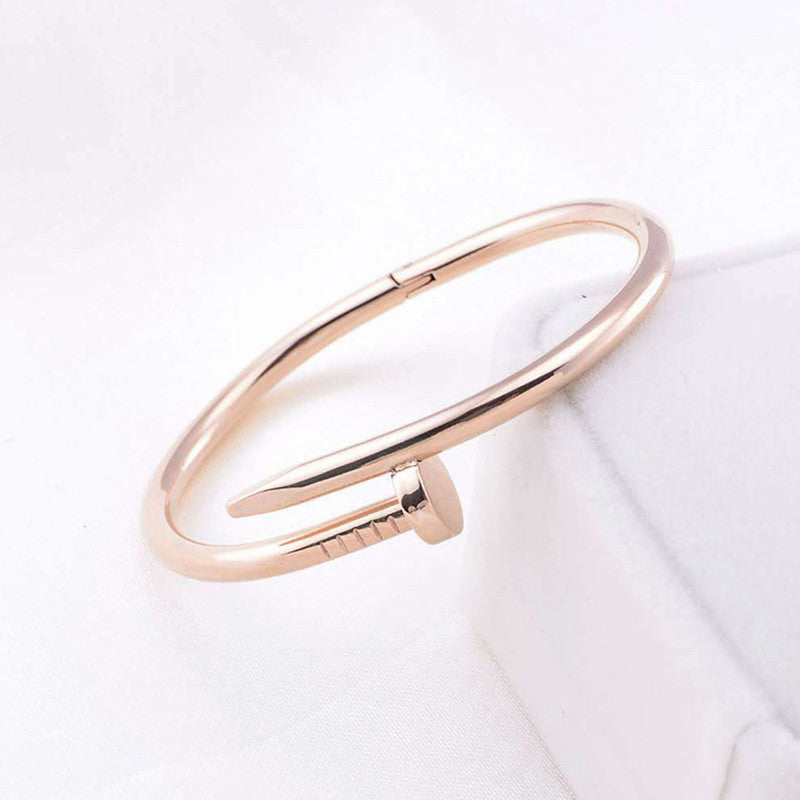 Stainless Steel Rose Gold Plated Stainless Steel Nail Bracelet For Women